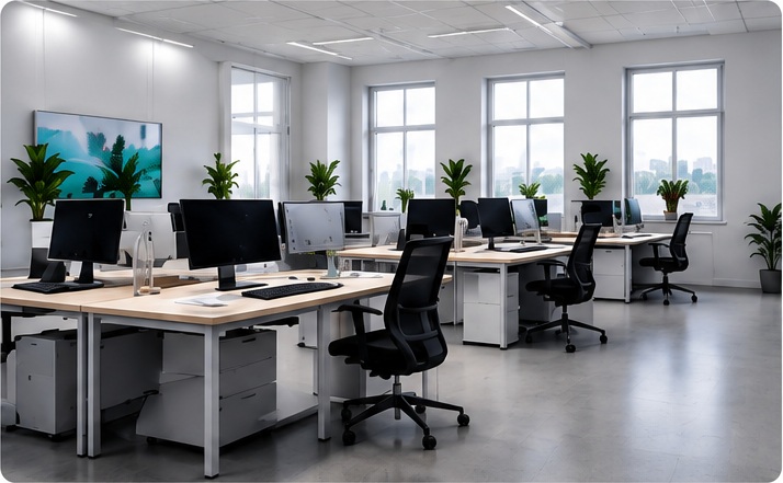 Moderne Büroumgebung für professionelle Netzwerktechnik in Wien